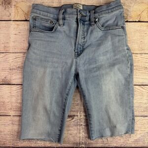 J. Crew Jeans Shorts Womens Size 27 Toothpick High Rise Cut Off Raw Hem Lt Blue